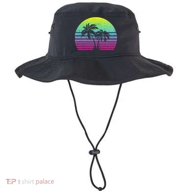 Summertime Synthwave Sunset With Palms Bucket Hat