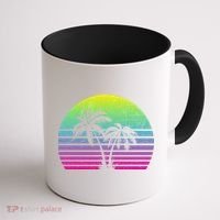 Summertime Synthwave Sunset With Palms Coffee Mug thumb 1