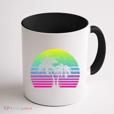 Summertime Synthwave Sunset With Palms Coffee Mug back