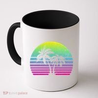 Summertime Synthwave Sunset With Palms Coffee Mug thumb 0