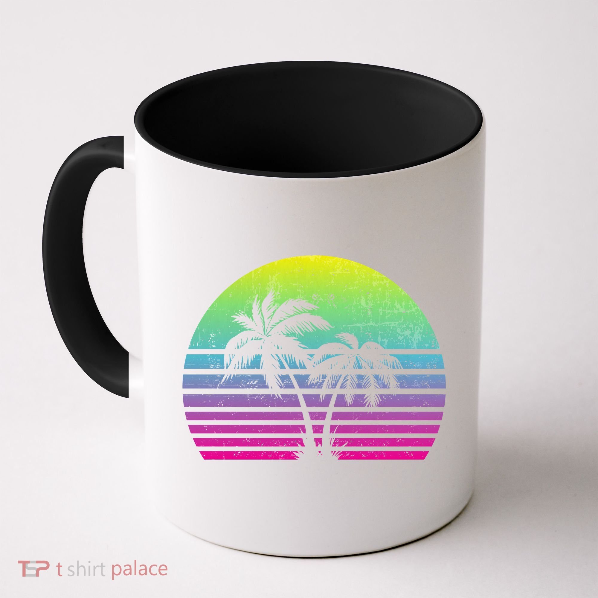Summertime Synthwave Sunset With Palms Coffee Mug