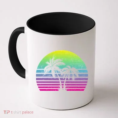 Summertime Synthwave Sunset With Palms Coffee Mug