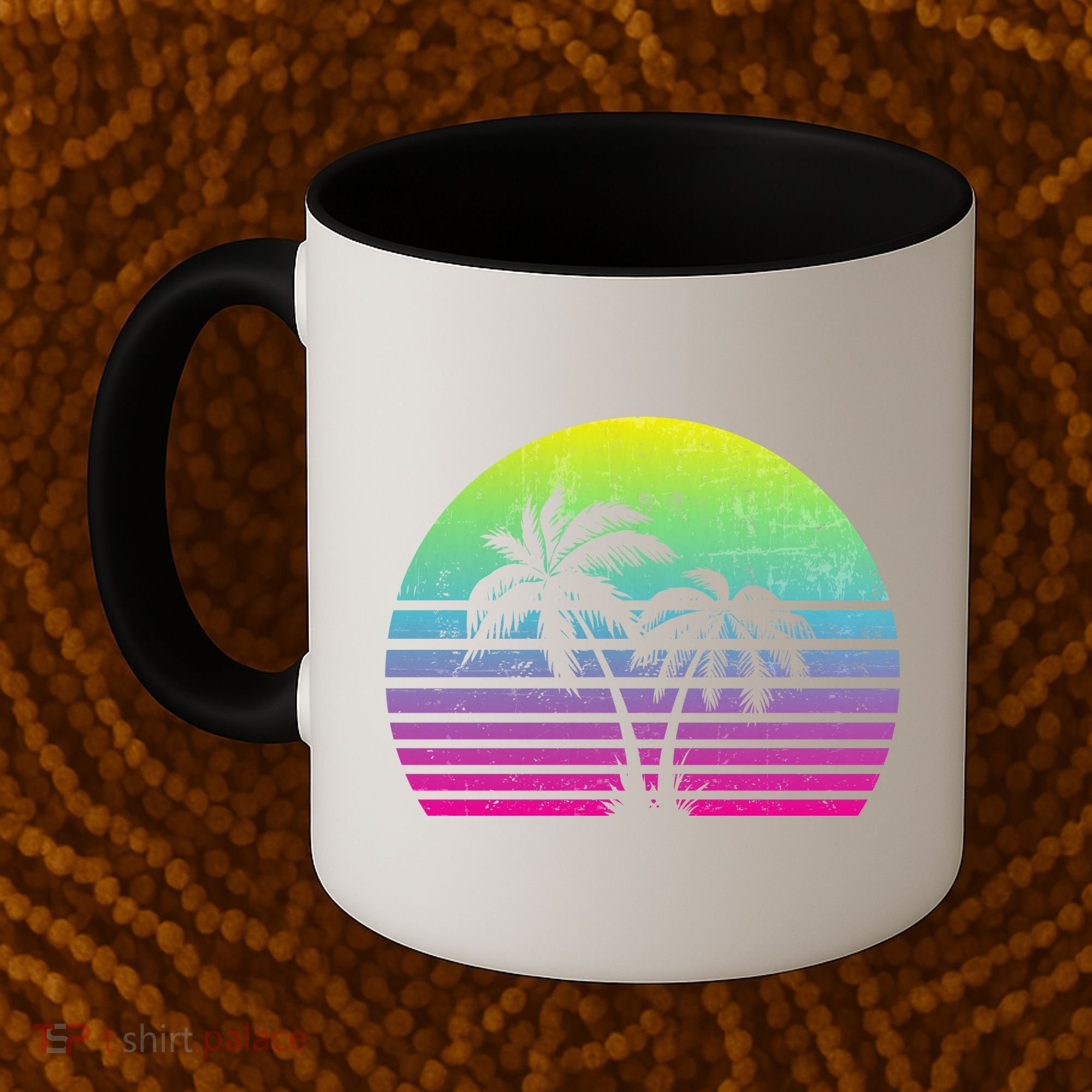 Summertime Synthwave Sunset With Palms Coffee Mug