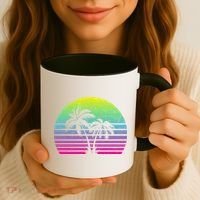 Summertime Synthwave Sunset With Palms Coffee Mug thumb 3