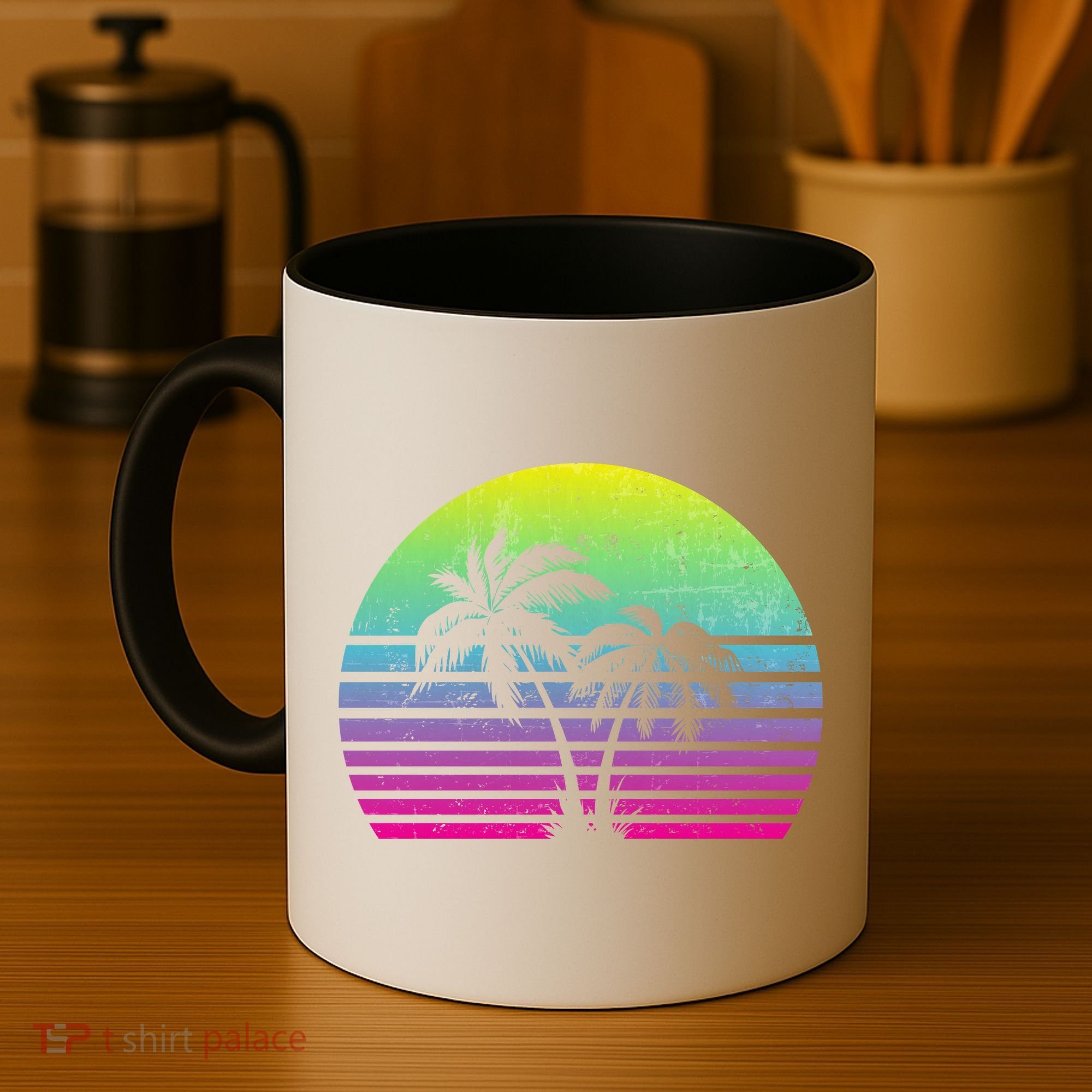 Summertime Synthwave Sunset With Palms Coffee Mug
