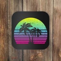 Summertime Synthwave Sunset With Palms Coaster thumb 0