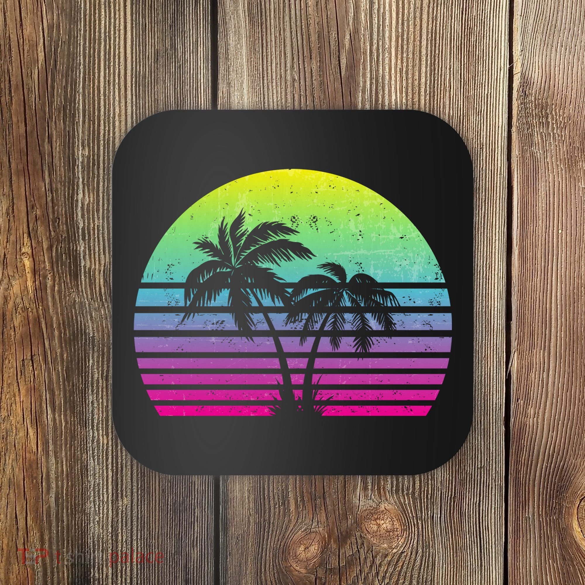 Summertime Synthwave Sunset With Palms Coaster