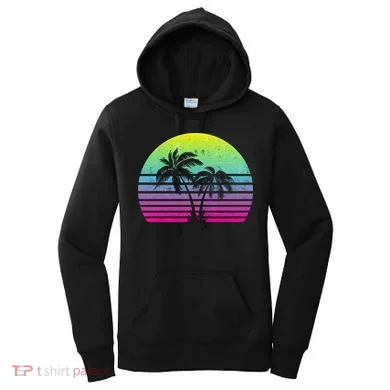Summertime Synthwave Sunset With Palms Women's Hoodie