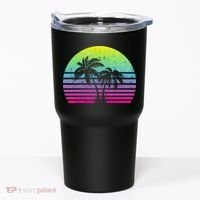 Summertime Synthwave Sunset With Palms Tumbler thumb 0