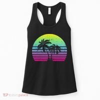 Summertime Synthwave Sunset With Palms Women's Tank Top thumb 0