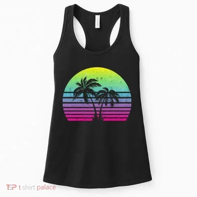 Summertime Synthwave Sunset With Palms Women's Tank Top