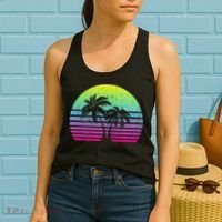 Summertime Synthwave Sunset With Palms Women's Tank Top thumb 2