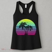 Summertime Synthwave Sunset With Palms Women's Tank Top thumb 3