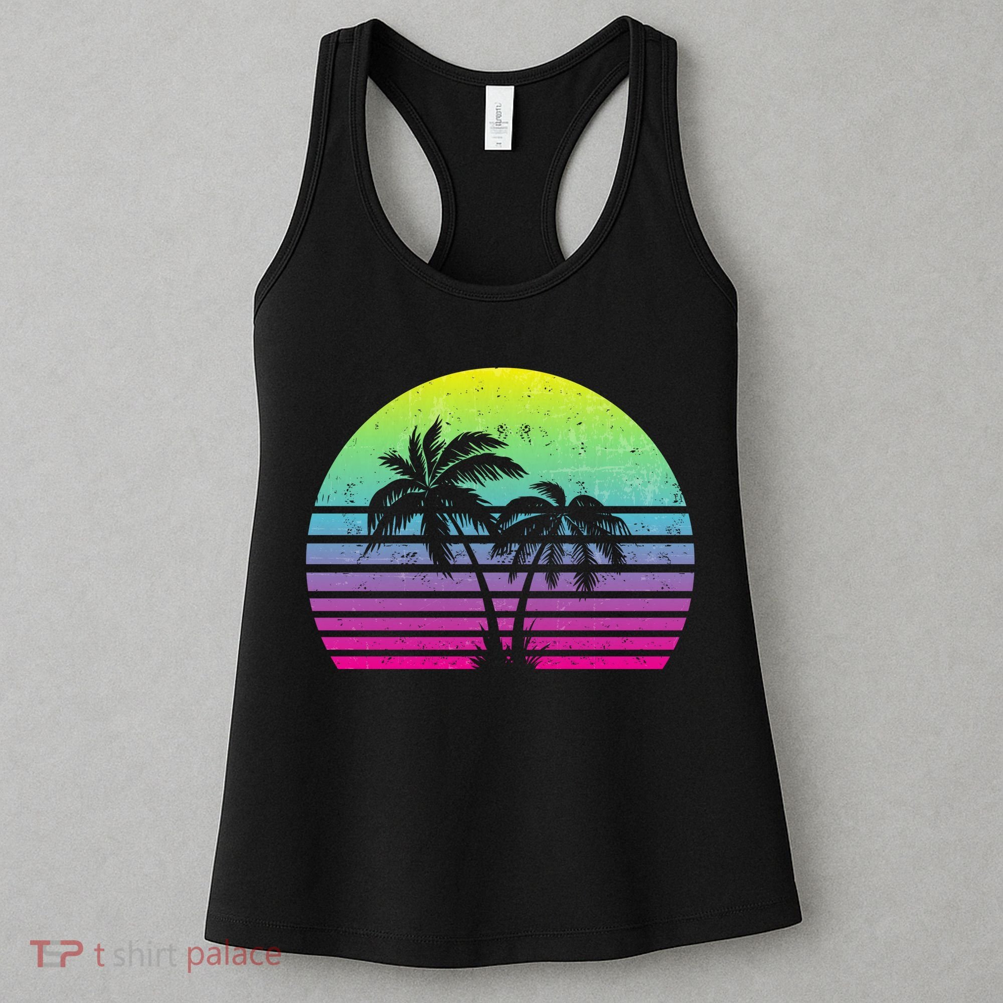 Summertime Synthwave Sunset With Palms Women's Tank Top