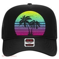 Summertime Synthwave Sunset With Palms Hat thumb 0