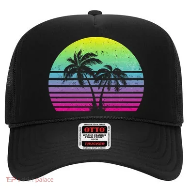 Summertime Synthwave Sunset With Palms Hat