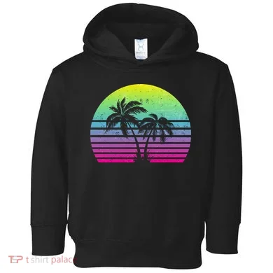 Summertime Synthwave Sunset With Palms Toddler Hoodie