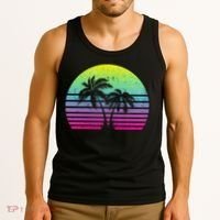 Summertime Synthwave Sunset With Palms Tank Top thumb 3