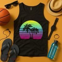 Summertime Synthwave Sunset With Palms Tank Top thumb 4