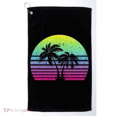 Summertime Synthwave Sunset With Palms Golf Towel