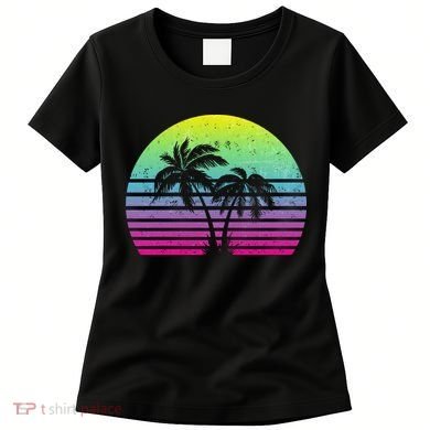 Summertime Synthwave Sunset With Palms Women's T-Shirt