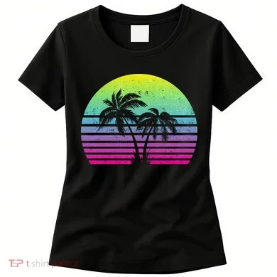 Summertime Synthwave Sunset With Palms Women's T-Shirt