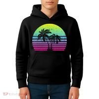 Summertime Synthwave Sunset With Palms Kids Hoodie thumb 4