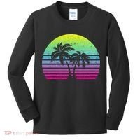 Summertime Synthwave Sunset With Palms Kids Long Sleeve Shirt thumb 0