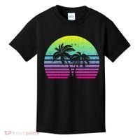 Summertime Synthwave Sunset With Palms Kids T-Shirt thumb 0