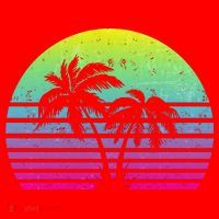 Summertime Synthwave Sunset With Palms Santa Hat thumb 1