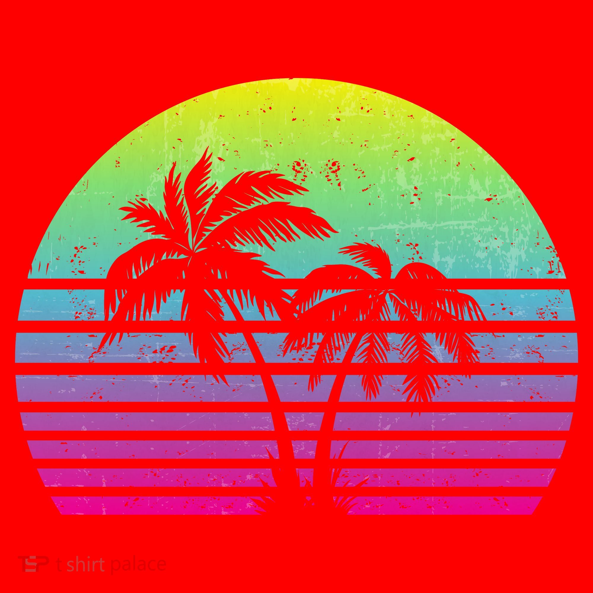 Summertime Synthwave Sunset With Palms Santa Hat