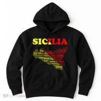 Sicily Souvenir With Map And Names Of Sicilian Cities Italy Hoodie thumb 0