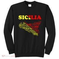 Sicily Souvenir With Map And Names Of Sicilian Cities Italy Sweatshirt thumb 0