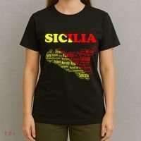 Sicily Souvenir With Map And Names Of Sicilian Cities Italy T-Shirt thumb 4