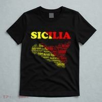 Sicily Souvenir With Map And Names Of Sicilian Cities Italy T-Shirt thumb 5
