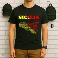 Sicily Souvenir With Map And Names Of Sicilian Cities Italy T-Shirt thumb 6