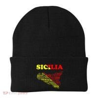 Sicily Souvenir With Map And Names Of Sicilian Cities Italy Beanie thumb 0