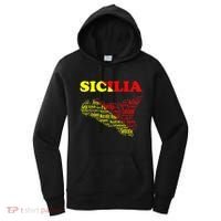 Sicily Souvenir With Map And Names Of Sicilian Cities Italy Women's Hoodie thumb 0