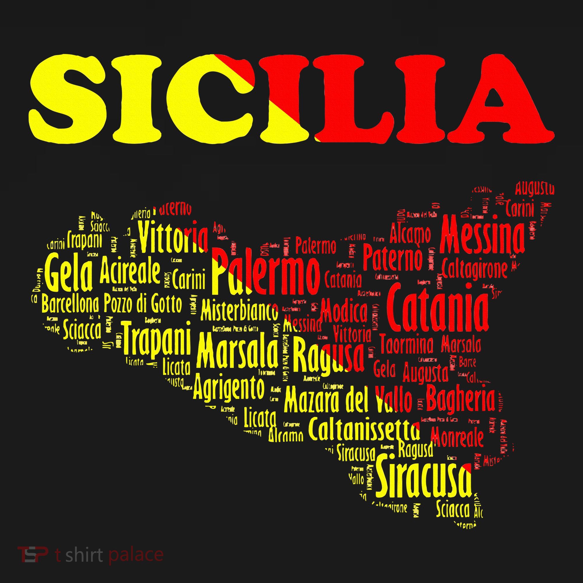 Sicily Souvenir With Map And Names Of Sicilian Cities Italy Women's Hoodie