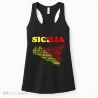 Sicily Souvenir With Map And Names Of Sicilian Cities Italy Women's Tank Top thumb 0