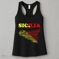 Sicily Souvenir With Map And Names Of Sicilian Cities Italy Women's Tank Top thumb 3