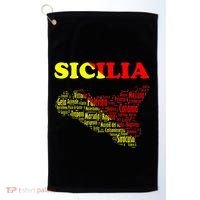 Sicily Souvenir With Map And Names Of Sicilian Cities Italy Golf Towel thumb 0