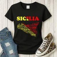 Sicily Souvenir With Map And Names Of Sicilian Cities Italy Women's T-Shirt thumb 3