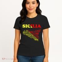 Sicily Souvenir With Map And Names Of Sicilian Cities Italy Women's T-Shirt thumb 4