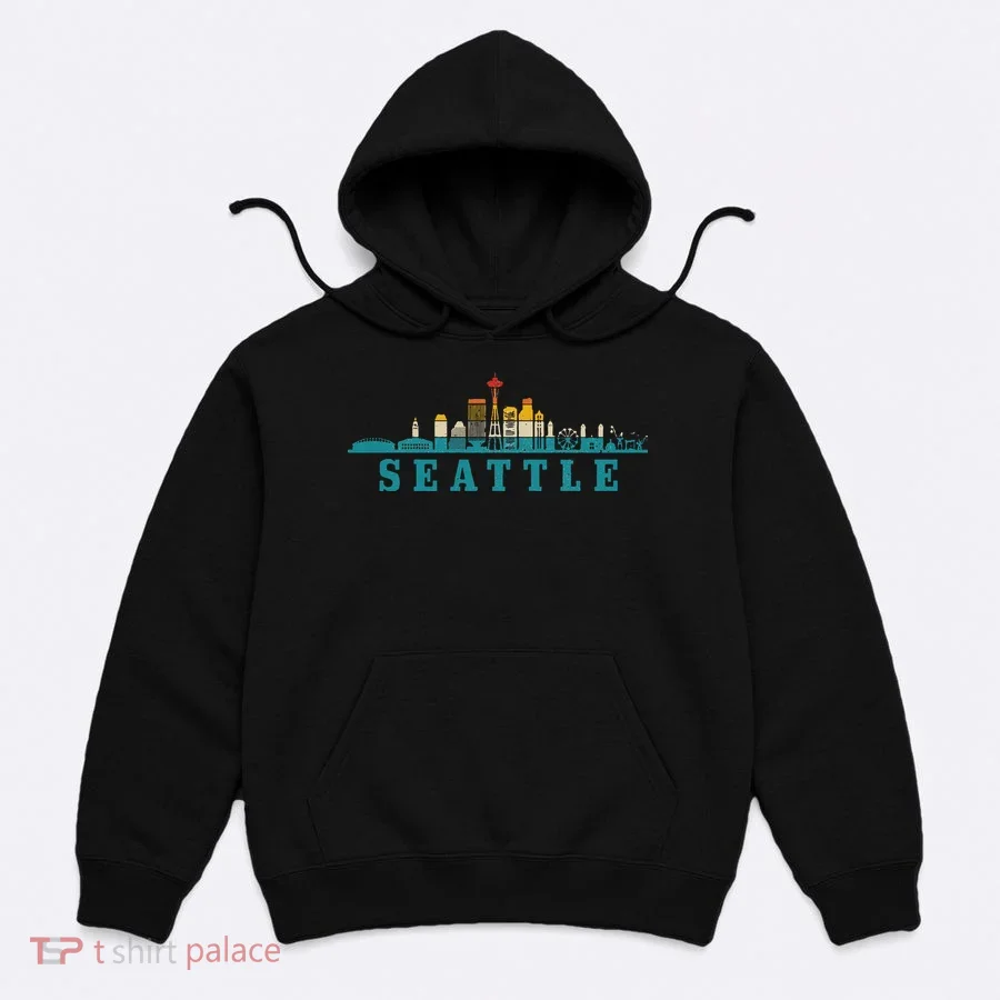 Seattle Skyline Washington Vintage Pride Retro Hoodie