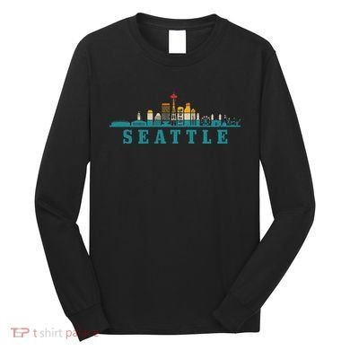 Seattle Skyline Washington Vintage Pride Retro Long Sleeve Shirt