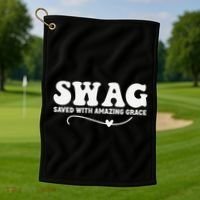 Swag Saved With Amazing Grace Jesus God Golf Towel thumb 1