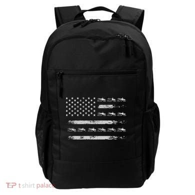 Snowmobile Sledding Winter Snow US Flag Snowmobiling Backpack