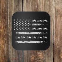 Snowmobile Sledding Winter Snow US Flag Snowmobiling Coaster thumb 0