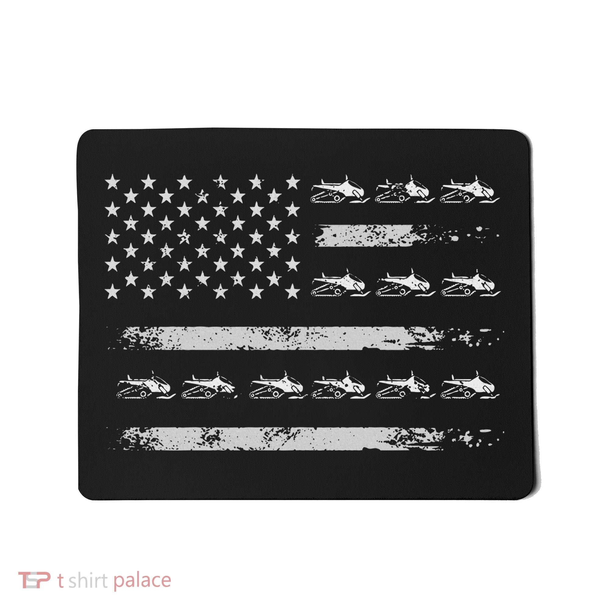 Snowmobile Sledding Winter Snow US Flag Snowmobiling Mousepad